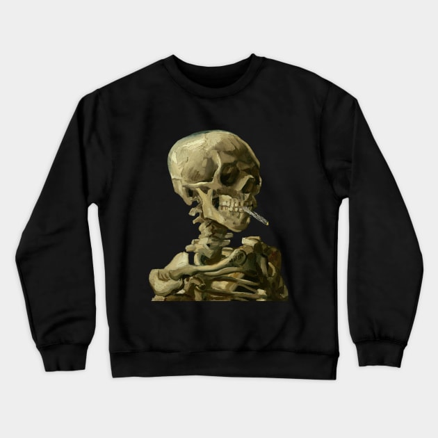 Skull with Burning Cigarette by Vincent van Gogh Crewneck Sweatshirt by MasterpieceCafe